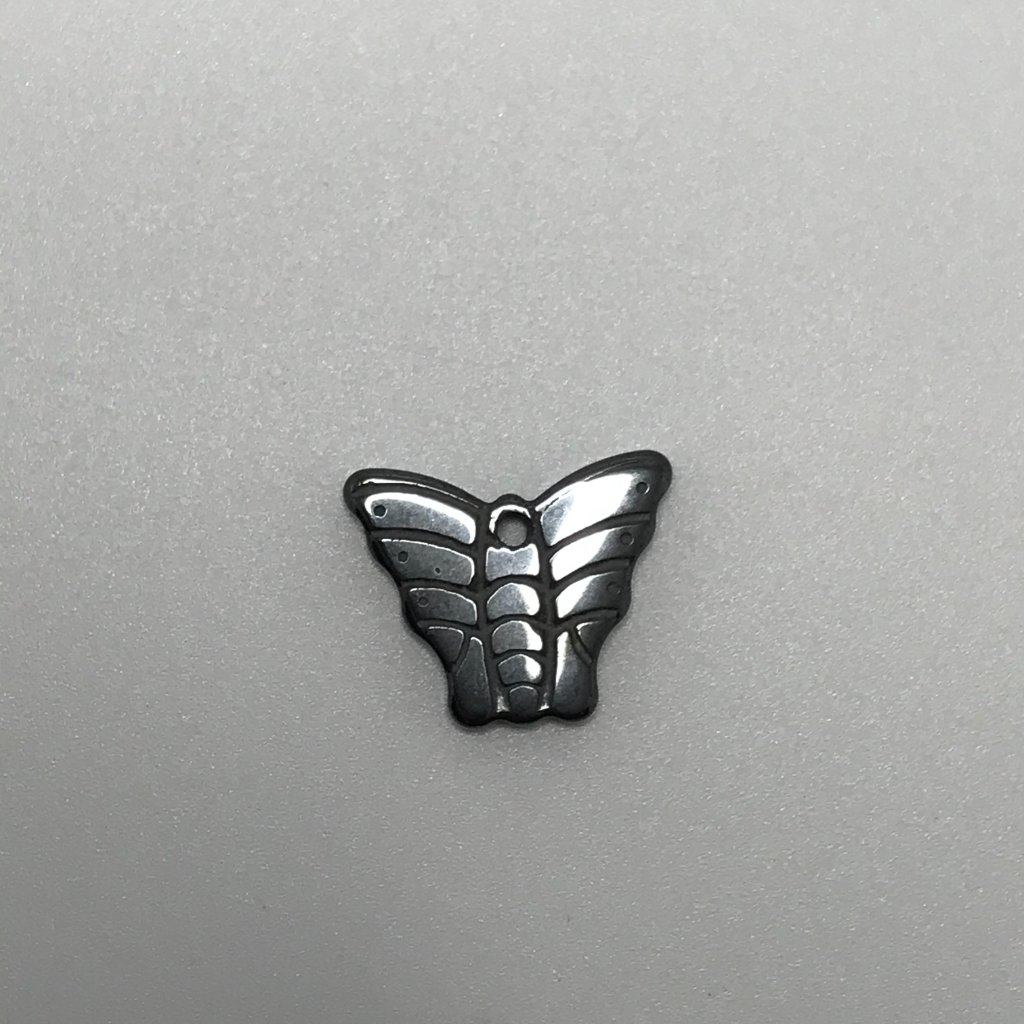 Small Hematite Butterfly Pendant